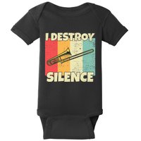 Funny Trombone Instrument I Destroy Silence For Trombone Baby Bodysuit