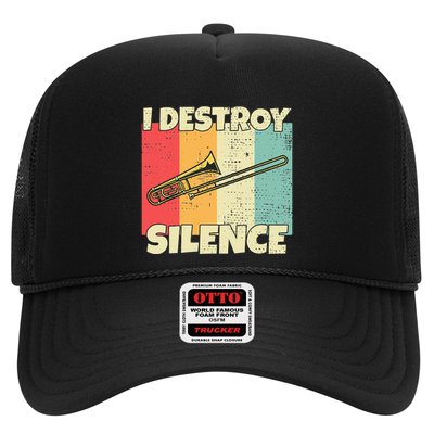 Funny Trombone Instrument I Destroy Silence For Trombone Trucker Hat