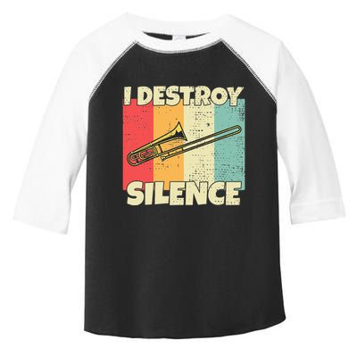 Funny Trombone Instrument I Destroy Silence For Trombone Toddler Fine Jersey T-Shirt