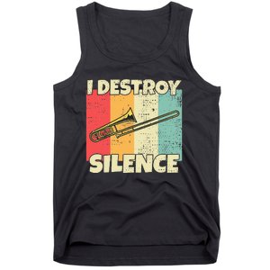 Funny Trombone Instrument I Destroy Silence For Trombone Tank Top