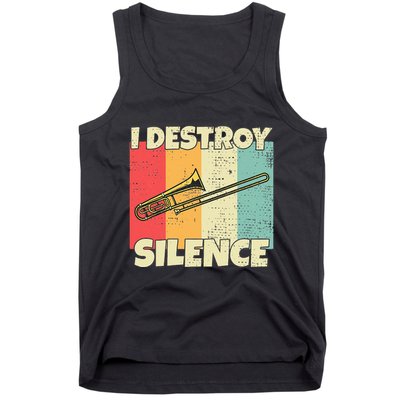 Funny Trombone Instrument I Destroy Silence For Trombone Tank Top