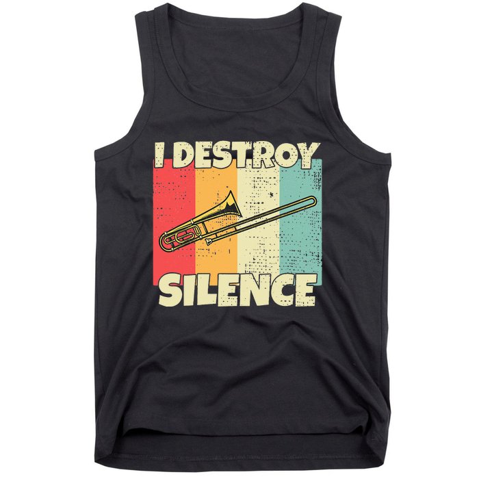 Funny Trombone Instrument I Destroy Silence For Trombone Tank Top