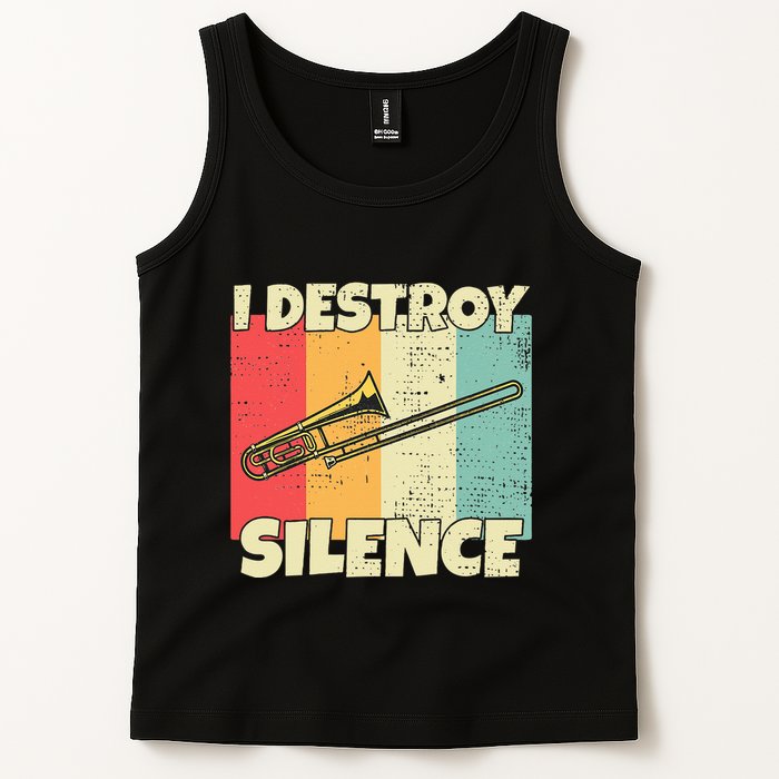 Funny Trombone Instrument I Destroy Silence For Trombone Tank Top