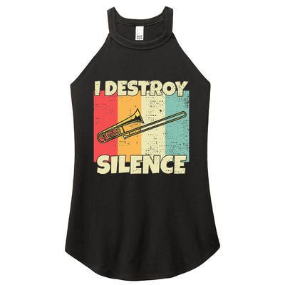 Funny Trombone Instrument I Destroy Silence For Trombone Women's Perfect Tri Rocker Tank