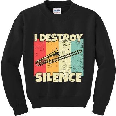 Funny Trombone Instrument I Destroy Silence For Trombone Kids Sweatshirt