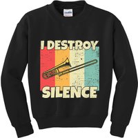 Funny Trombone Instrument I Destroy Silence For Trombone Kids Sweatshirt