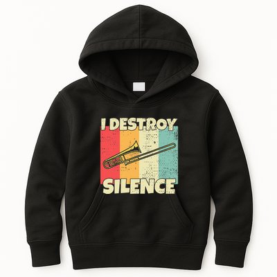 Funny Trombone Instrument I Destroy Silence For Trombone Kids Hoodie