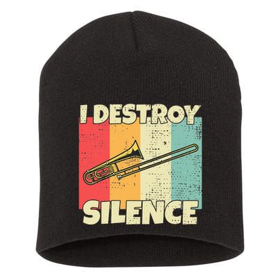 Funny Trombone Instrument I Destroy Silence For Trombone Short Acrylic Beanie