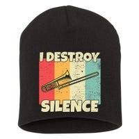 Funny Trombone Instrument I Destroy Silence For Trombone Short Acrylic Beanie