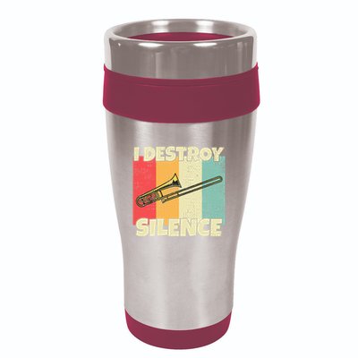 Funny Trombone Instrument I Destroy Silence For Trombone 16oz Travel Tumbler
