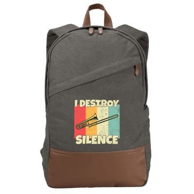 Funny Trombone Instrument I Destroy Silence For Trombone Cotton Canvas Backpack