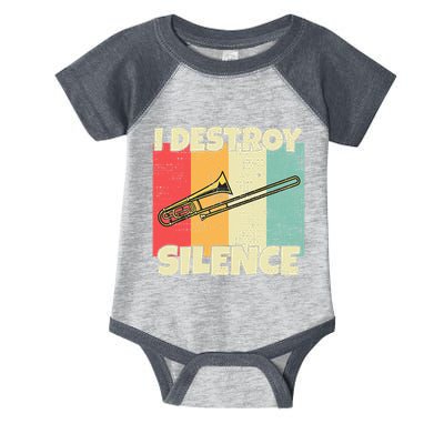 Funny Trombone Instrument I Destroy Silence For Trombone Infant Baby Jersey Bodysuit