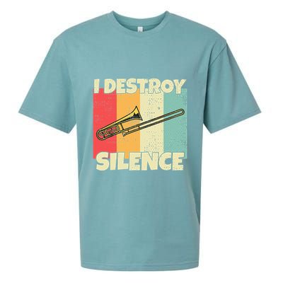 Funny Trombone Instrument I Destroy Silence For Trombone Sueded Cloud Jersey T-Shirt