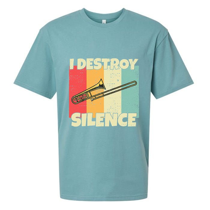 Funny Trombone Instrument I Destroy Silence For Trombone Sueded Cloud Jersey T-Shirt