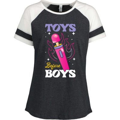 Funny Toy In Front Enza Ladies Jersey Colorblock Tee