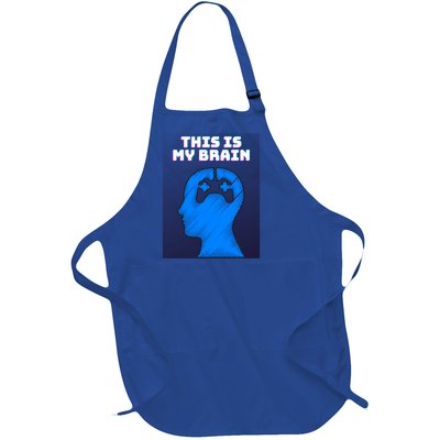 Funny This Is My Brain Design Video Game Buff Gift Full-Length Apron With Pockets