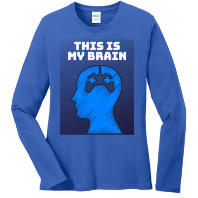 Funny This Is My Brain Design Video Game Buff Gift Ladies Long Sleeve Shirt