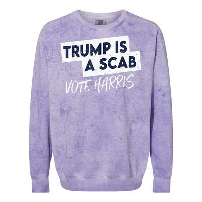 Funny Trump Is A Scab Vote Harris 2024 President Election Colorblast Crewneck Sweatshirt