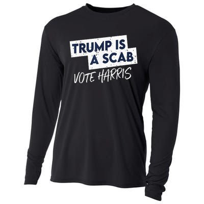 Funny Trump Is A Scab Vote Harris 2024 President Election Cooling Performance Long Sleeve Crew