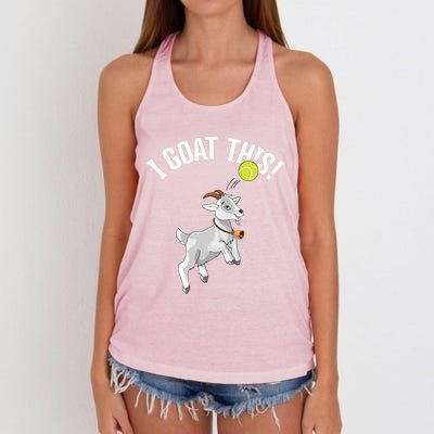 Funny Tennis I Goat This Ball Goat Lover And Tennis Player Gift Women's Knotted Racerback Tank