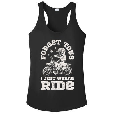Forget Toys I Just Wanna Ride Dirt Bike Rider Motocross Ladies PosiCharge Competitor Racerback Tank