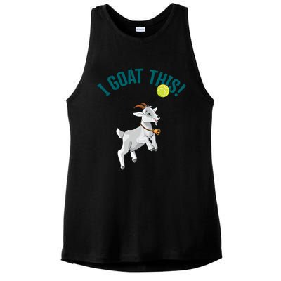 Funny Tennis I Goat This Ball Goat Lover And Tennis Player Gift Ladies PosiCharge Tri-Blend Wicking Tank