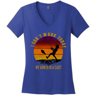 Fisher Today I Cant Work My Arm Is In A Cast Gift Women's V-Neck T-Shirt