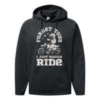 Forget Toys I Just Wanna Ride Dirt Bike Rider Boy Motocross Performance Fleece Hoodie