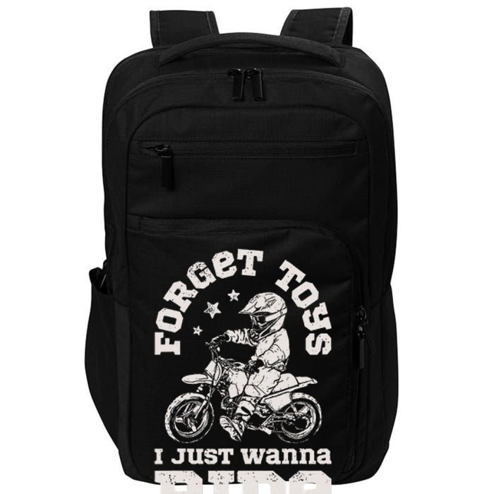 Forget Toys I Just Wanna Ride Dirt Bike Rider Boy Motocross Impact Tech Backpack