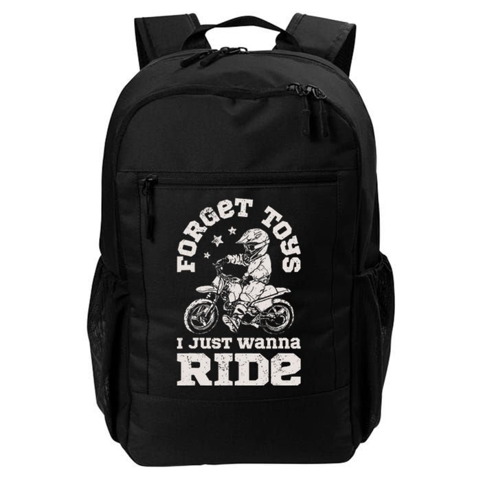 Forget Toys I Just Wanna Ride Dirt Bike Rider Boy Motocross Daily Commute Backpack