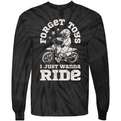 Forget Toys I Just Wanna Ride Dirt Bike Rider Boy Motocross Tie-Dye Long Sleeve Shirt