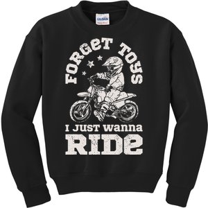 Forget Toys I Just Wanna Ride Dirt Bike Rider Boy Motocross Kids Sweatshirt