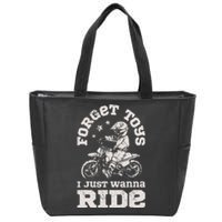 Forget Toys I Just Wanna Ride Dirt Bike Rider Boy Motocross Zip Tote Bag