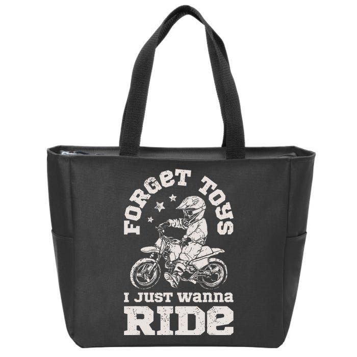 Forget Toys I Just Wanna Ride Dirt Bike Rider Boy Motocross Zip Tote Bag