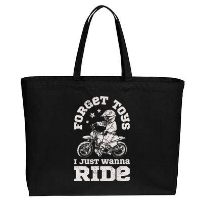 Forget Toys I Just Wanna Ride Dirt Bike Rider Boy Motocross Cotton Canvas Jumbo Tote