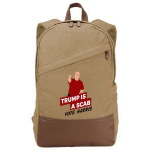 Funny Trump Is A Scab Vote Harris Uaw Election 2024 Cotton Canvas Backpack