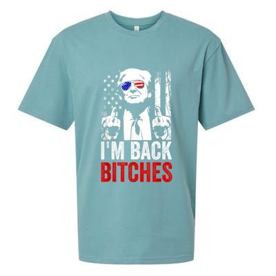Funny Trump IM Back Bitches Take Ameircan Great Again Sueded Cloud Jersey T-Shirt