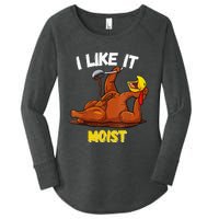 Funny Turkey I Like It Moist Thanksgiving Dinner For Family Women's Perfect Tri Tunic Long Sleeve Shirt