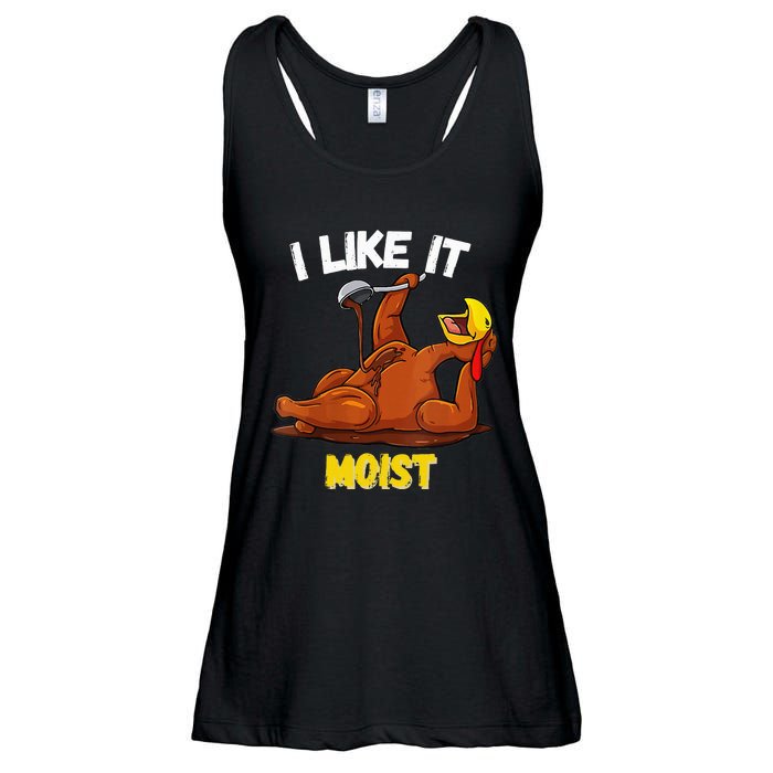 Funny Turkey I Like It Moist Thanksgiving Dinner For Family Ladies Essential Flowy Tank