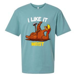 Funny Turkey I Like It Moist Thanksgiving Dinner For Family Sueded Cloud Jersey T-Shirt