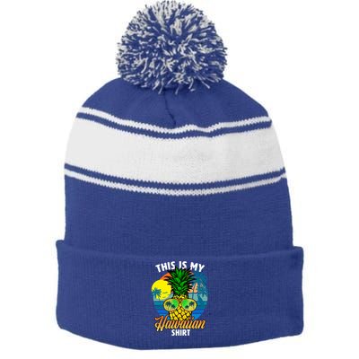 Funny This Is My Hawaiian Cool Gift Pineapple Sunglasses Hawaii Cute Gift Stripe Pom Pom Beanie