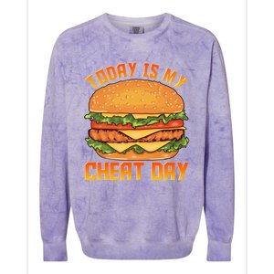 Funny Today Is My Cheat Day Burger Cheeseburger Hamburger Funny Gift Colorblast Crewneck Sweatshirt