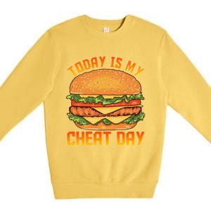 Funny Today Is My Cheat Day Burger Cheeseburger Hamburger Funny Gift Premium Crewneck Sweatshirt