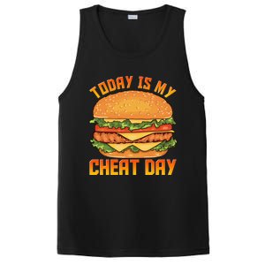 Funny Today Is My Cheat Day Burger Cheeseburger Hamburger Funny Gift PosiCharge Competitor Tank