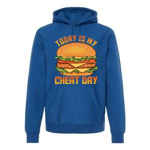 Funny Today Is My Cheat Day Burger Cheeseburger Hamburger Funny Gift Premium Hoodie