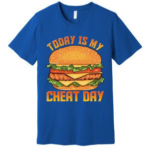 Funny Today Is My Cheat Day Burger Cheeseburger Hamburger Funny Gift Premium T-Shirt