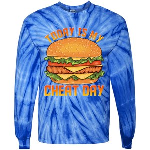 Funny Today Is My Cheat Day Burger Cheeseburger Hamburger Funny Gift Tie-Dye Long Sleeve Shirt