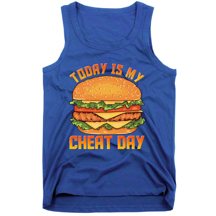 Funny Today Is My Cheat Day Burger Cheeseburger Hamburger Funny Gift Tank Top