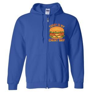 Funny Today Is My Cheat Day Burger Cheeseburger Hamburger Funny Gift Full Zip Hoodie