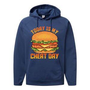 Funny Today Is My Cheat Day Burger Cheeseburger Hamburger Funny Gift Performance Fleece Hoodie